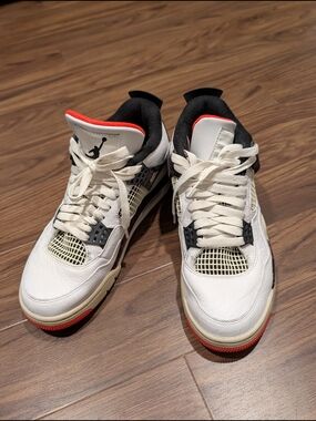 Air Jordan 4 Retro White Red Black - Jumpman